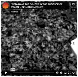 screenshot of vimeo video, a mess of dark text against a blurry dark and jumbled background.